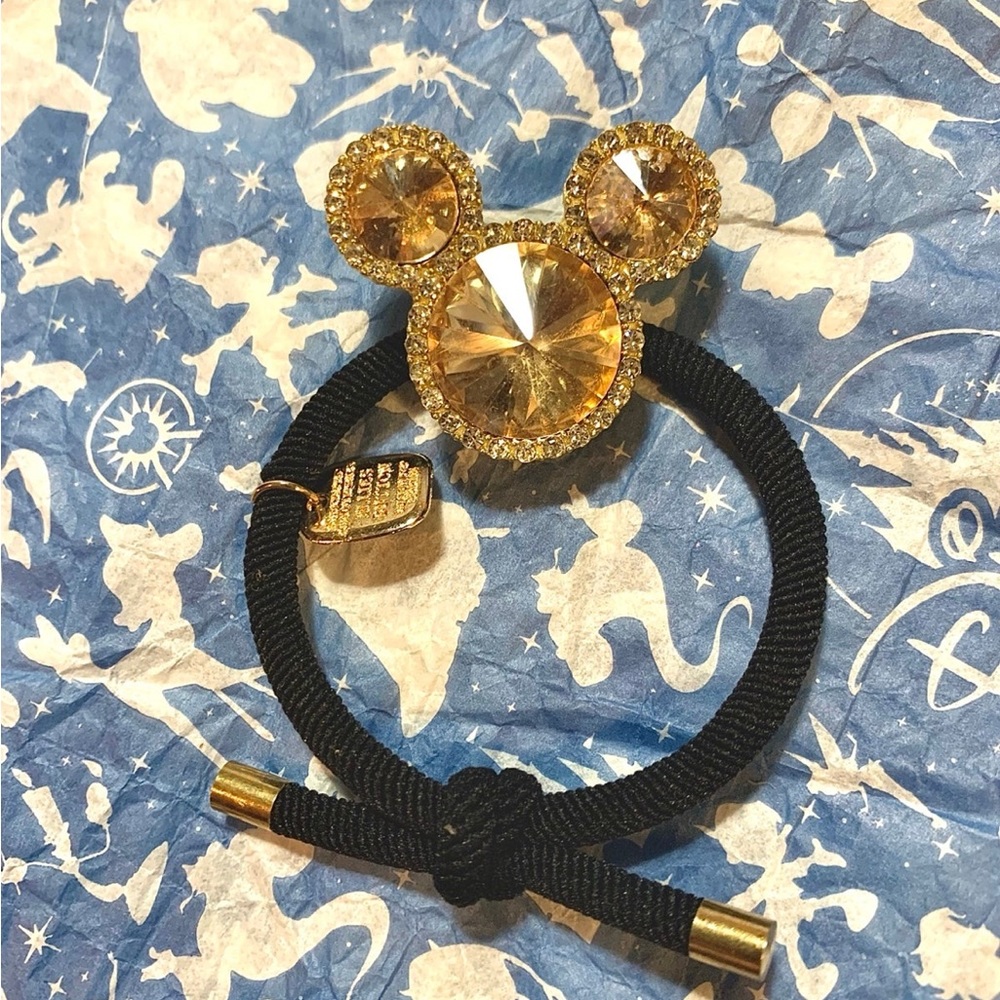 NWT Disney Mickey Mouse Gold Inspired Rhinestone Hair Elastic